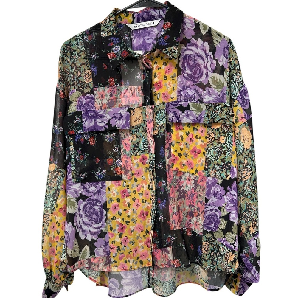 NWT Zara The Amelie Patchwork Floral Shirt | Whimsigoth Blouse | M - Picture 3 of 12